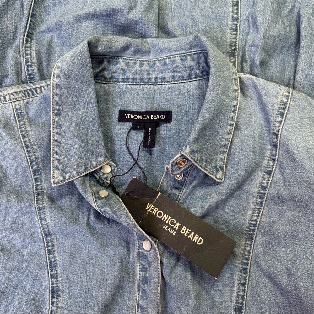 NEW Veronica Beard Chaia Denim Dress Iceberg Size 10 - Picture 9 of 13